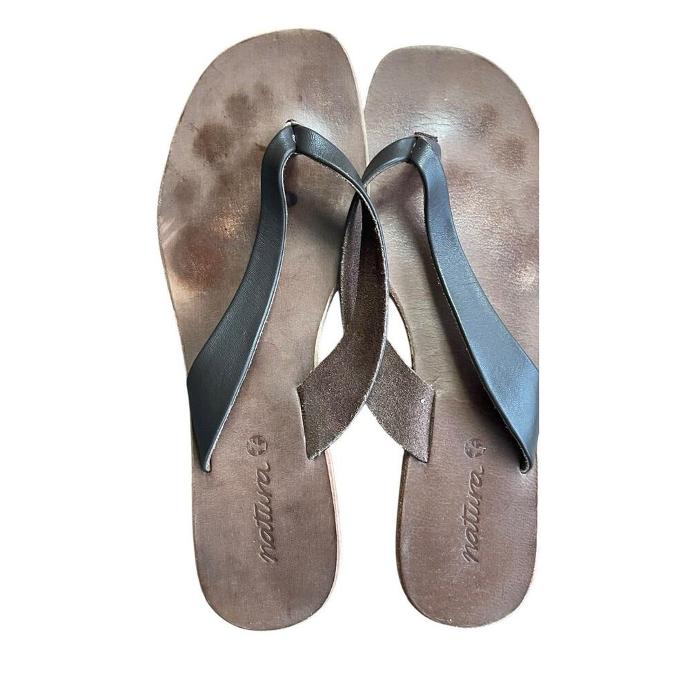 Nature Vero Cuoio Leather Thong Flip-flop Sandals Brown SZ 7.5